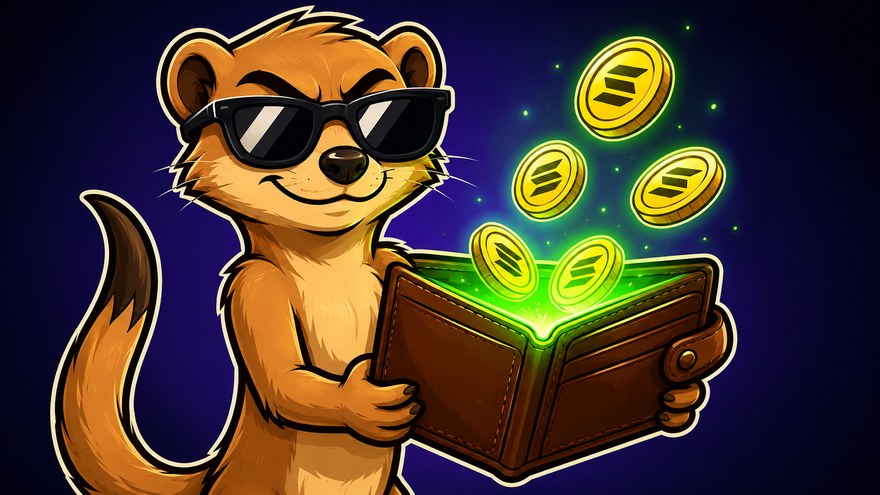 Mongoose holding a glowing wallet